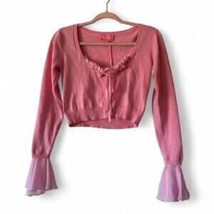 Dolls Kill Sugar Thrillz Pink No Players Here Sweater Top Milkmaid Fairycore S